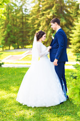 Happy bride and groom on their wedding day