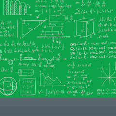 Background of white blackboard with mathematical equations