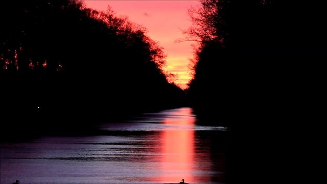 sunset on the river in Ostfriesland Germany
