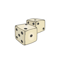 Two colored cartoon-style dice cubes