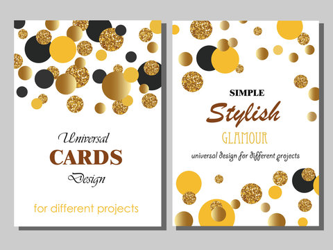 Collection of Universal Cards with Gold Glitter Dots.