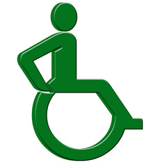 Handicap wheelchair illustration on white background.