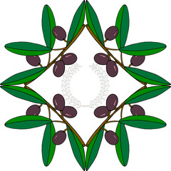 Olive seamless pattern with laurels. Key fragment. Made by means of openclipart.org elements.