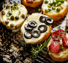 Crostini with different toppings