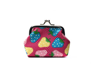 small colorful wallet on a white background