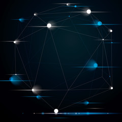 Abstract 3D structure polygonal network shine object with sparkles