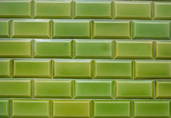 Texture, pattern, background, wallpaper of green clinker bricks/tiles - obrazy, fototapety, plakaty
