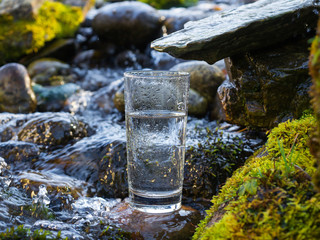 Natural water in a glass