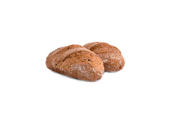 two rye bread brown color isolated