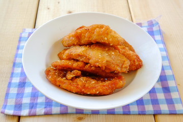 Thai snack sweetened fried banana fritters