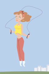 cartoon girl jumping rope