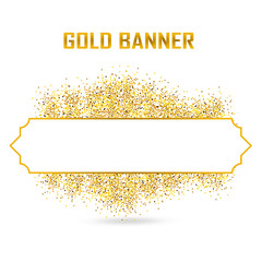 Gold vector banner on white background.