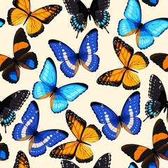Fototapeta na wymiar Colorful butterflies seamless