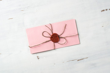 Letter with seal on table
