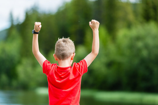 Child celebrating success or victory