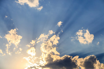Sunlight with cloud on blue sky