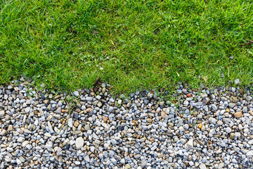 Gray gravel and green grass pattern
