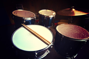 Fototapeta na wymiar Drums and drumsticks.