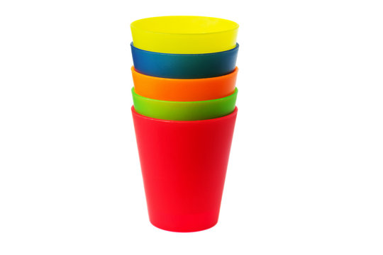 colorful plastic cups of lemonade