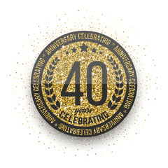 Forty years anniversary celebration golden logotype. 40th anniversary gold logo.
