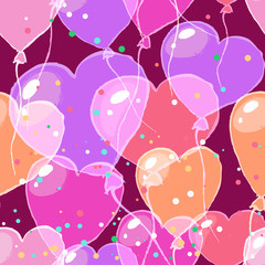 Valentine's day seamless pattern with air balloons in the shape