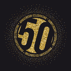 Fifty years anniversary celebration golden logotype. 50th anniversary gold logo.