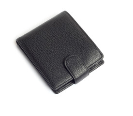 men's black wallet money in cash isolated on white background
