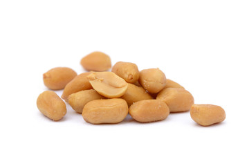 Roasted salted peanuts isolated on a white background