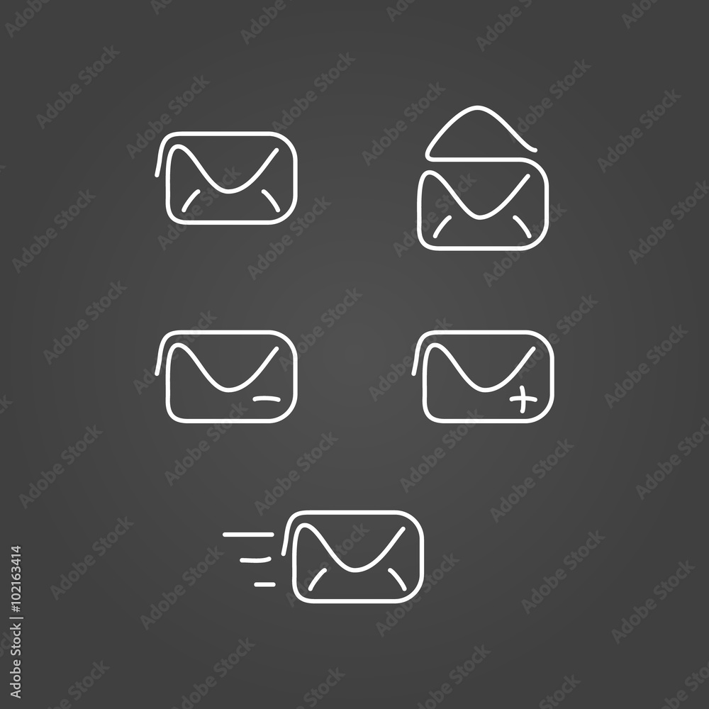 Poster mail set icons draw effect