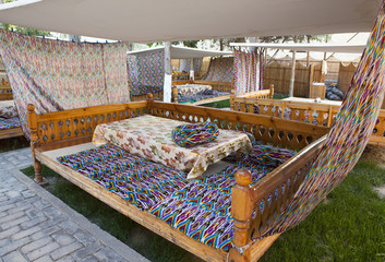 national beds for the traditional local cuisine eating. Uzbekistan...