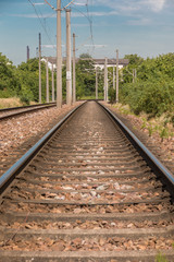 Railroad through a field