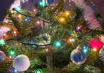 New Year's balls on a New Year tree