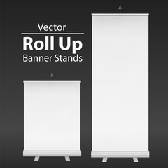 Blank Roll Up Banner Stand. Vector