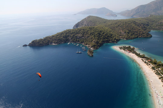 Oludeniz (Blue Lagoon) and Belcekiz beaches viewing from on paragliding