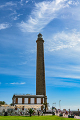 Lighthouse in Maspalomas (Faro de Maspalomas) on Grand Canary (Gran Canaria), the biggest lighthouse in the Canary Islands, Spain