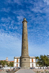 Fototapeta premium Lighthouse in Maspalomas (Faro de Maspalomas) on Grand Canary (Gran Canaria), the biggest lighthouse in the Canary Islands, Spain