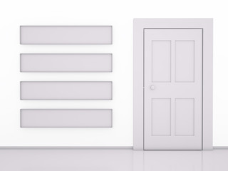 Door and Banner Stripes on white, 3D