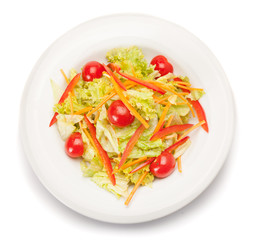Vegetable salad. Isolated on white. With clipping path