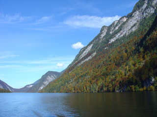 Autumn forest. Lake Königssee.