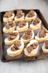 Freshly made peri-peri chicken livers on french bread