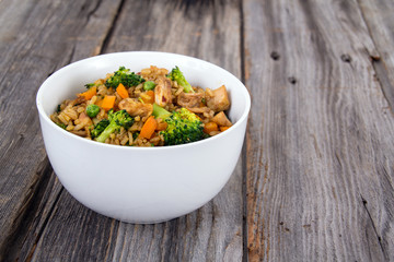 chicken and vegetable rice bowl