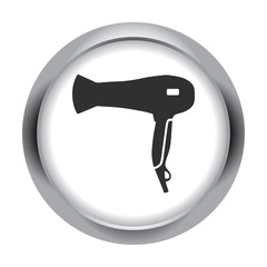 Barber hairdryer simple icon on colorful round background