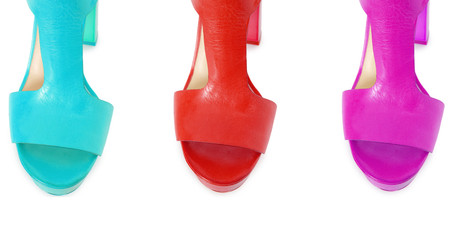 Colourful woman shoes isolated on white