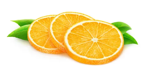 Fotobehang Isolated orange fruit slices © ChaoticDesignStudio
