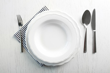 Served table in restaurant, closeup