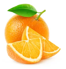Photo sur Plexiglas Fruits Isolated orange fruit and slices