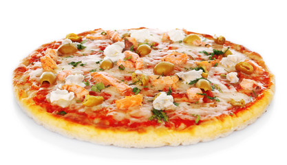 Delicious tasty pizza, isolated on white