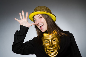 Woman with mask in funny concept