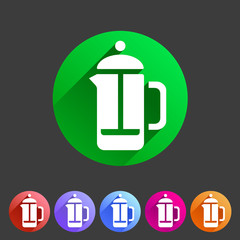 french press coffee icon flat web sign symbol logo label