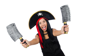 Woman pirate isolated on white